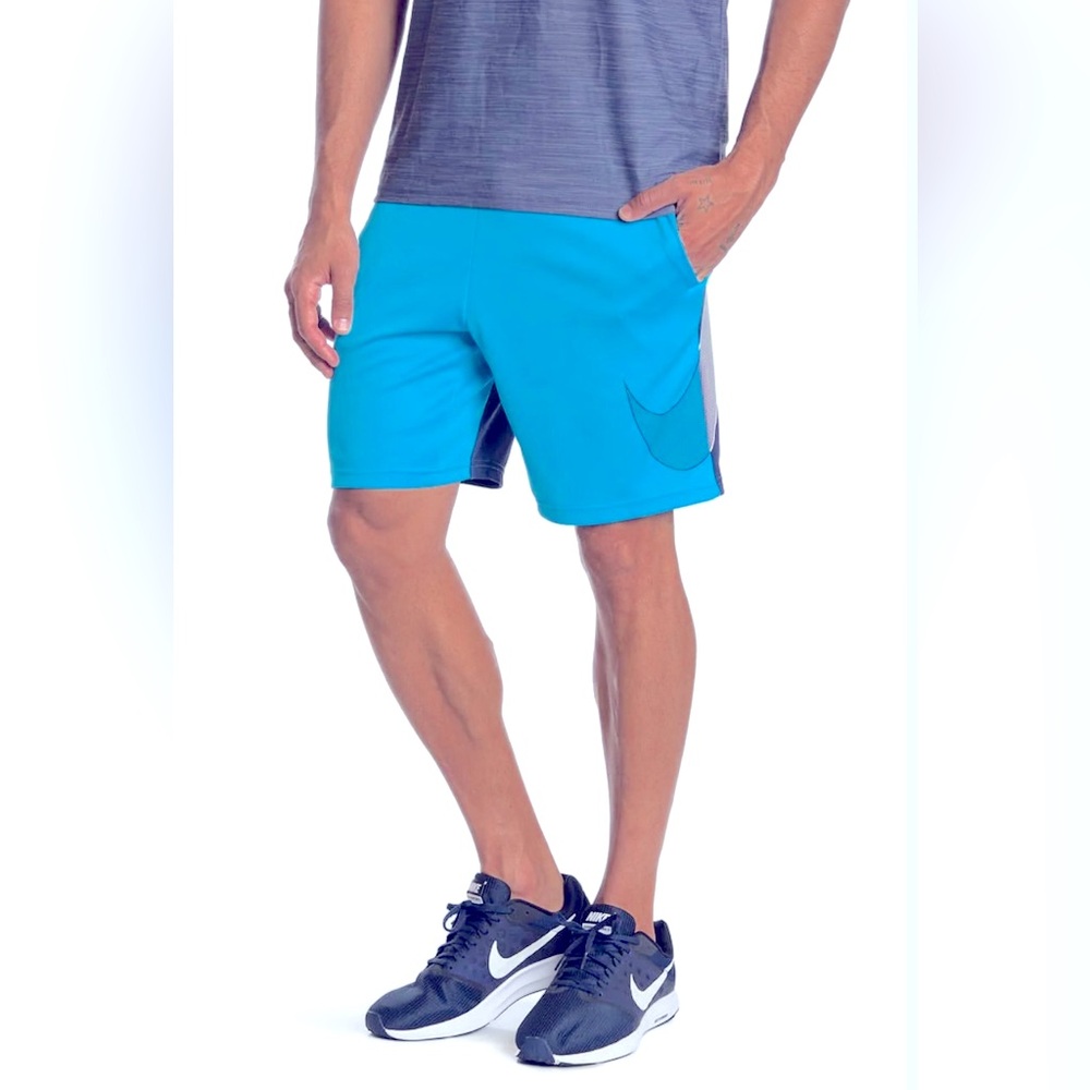 Nike Dri Fit Athletic Shorts Blue Color-block Medium